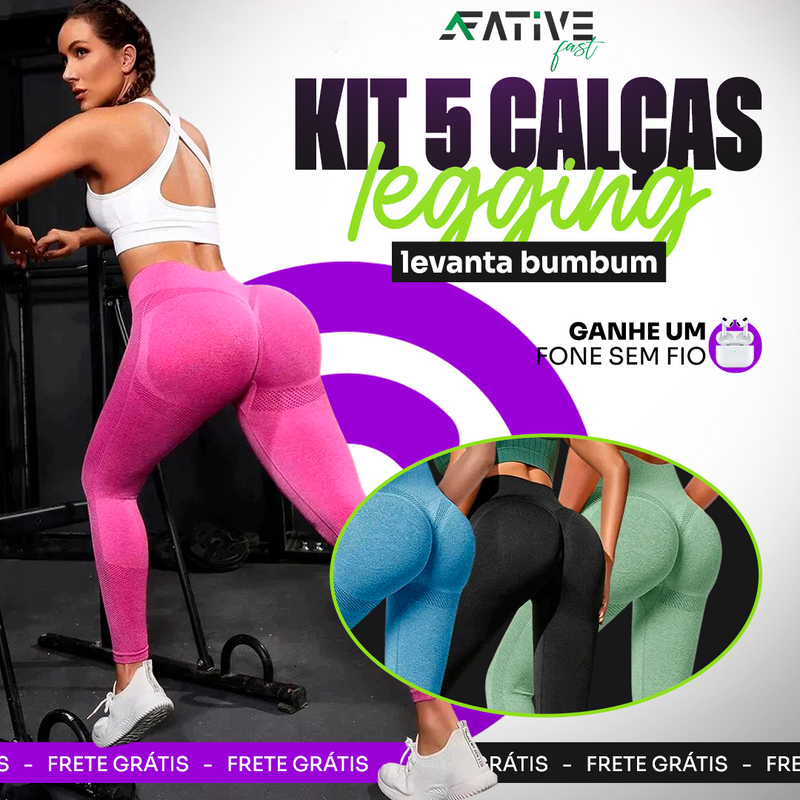 Kit 5 Calças Legging - Levanta Bum Bum Super Promoção