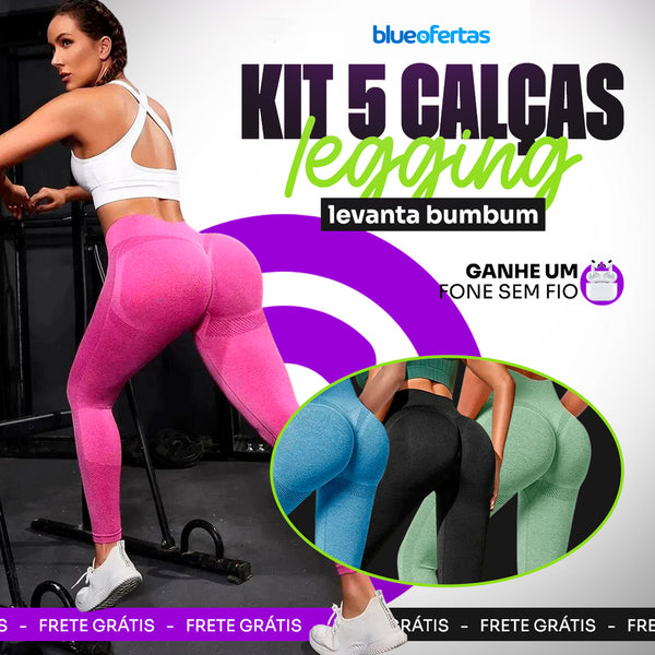 Kit 5 Calças Legging - Levanta Bum Bum + Frete grátis