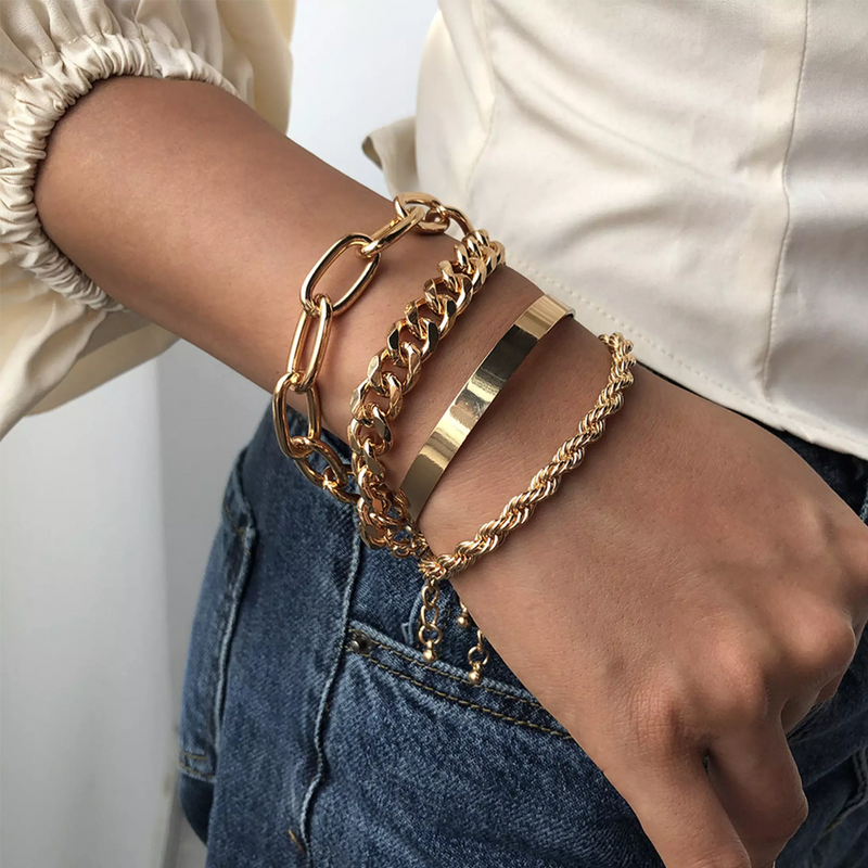 Conjunto Pulseiras Primordy Gold 4 peças