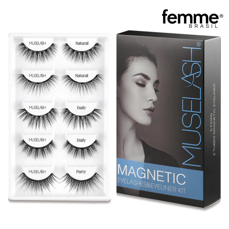 Eyelash® - 10 Pares de Cílios Magnéticos Reutilizáveis + 5 Brindes