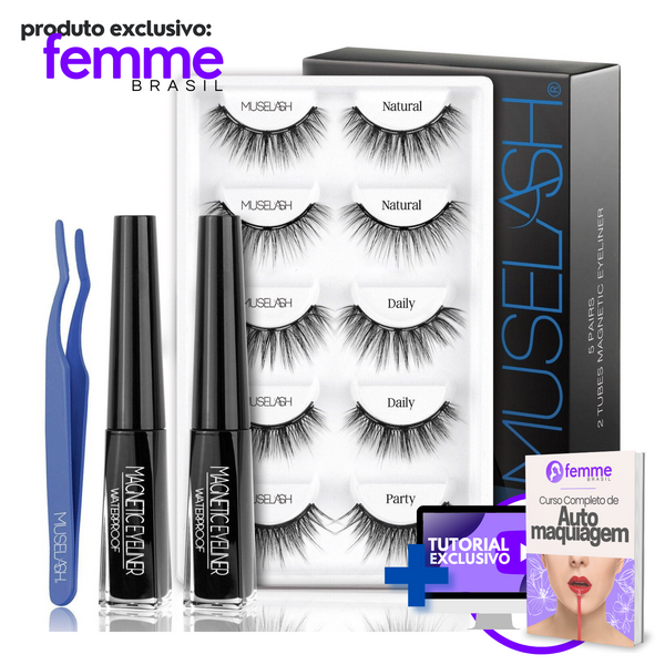 Eyelash® - 10 Pares de Cílios Magnéticos Reutilizáveis + 5 Brindes