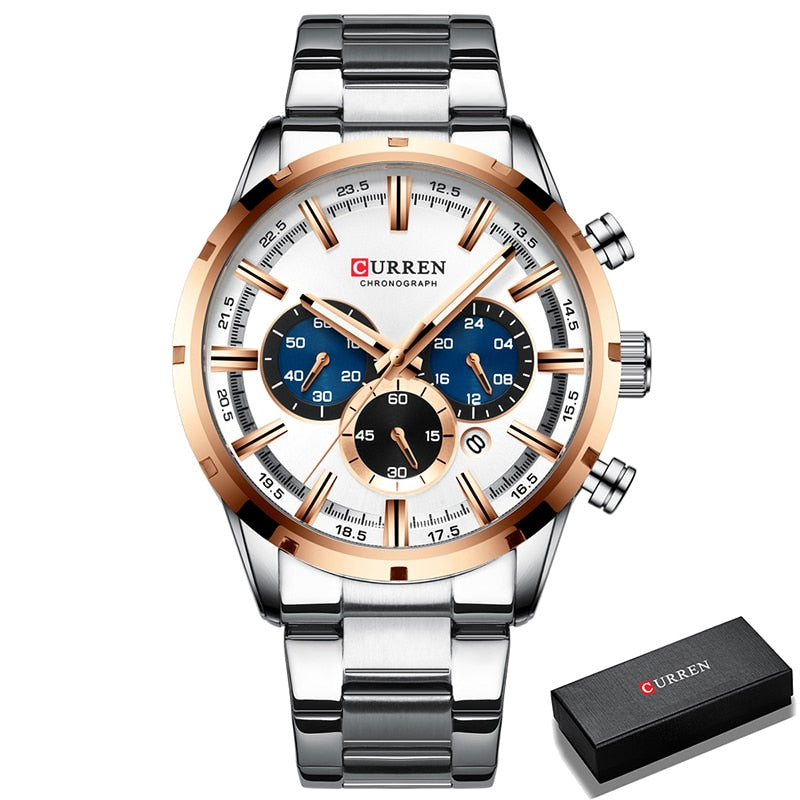 Relógio CURREN CHRONOGRAPH de Quartzo Japonês À Prova D'água