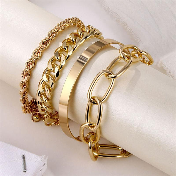 Conjunto Pulseiras Primordy Gold 4 peças