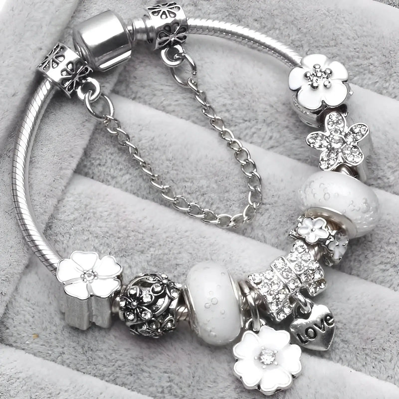 Pulseira Pandora Dreams Prata 925 + 9 Berloques + Pega Ladrão